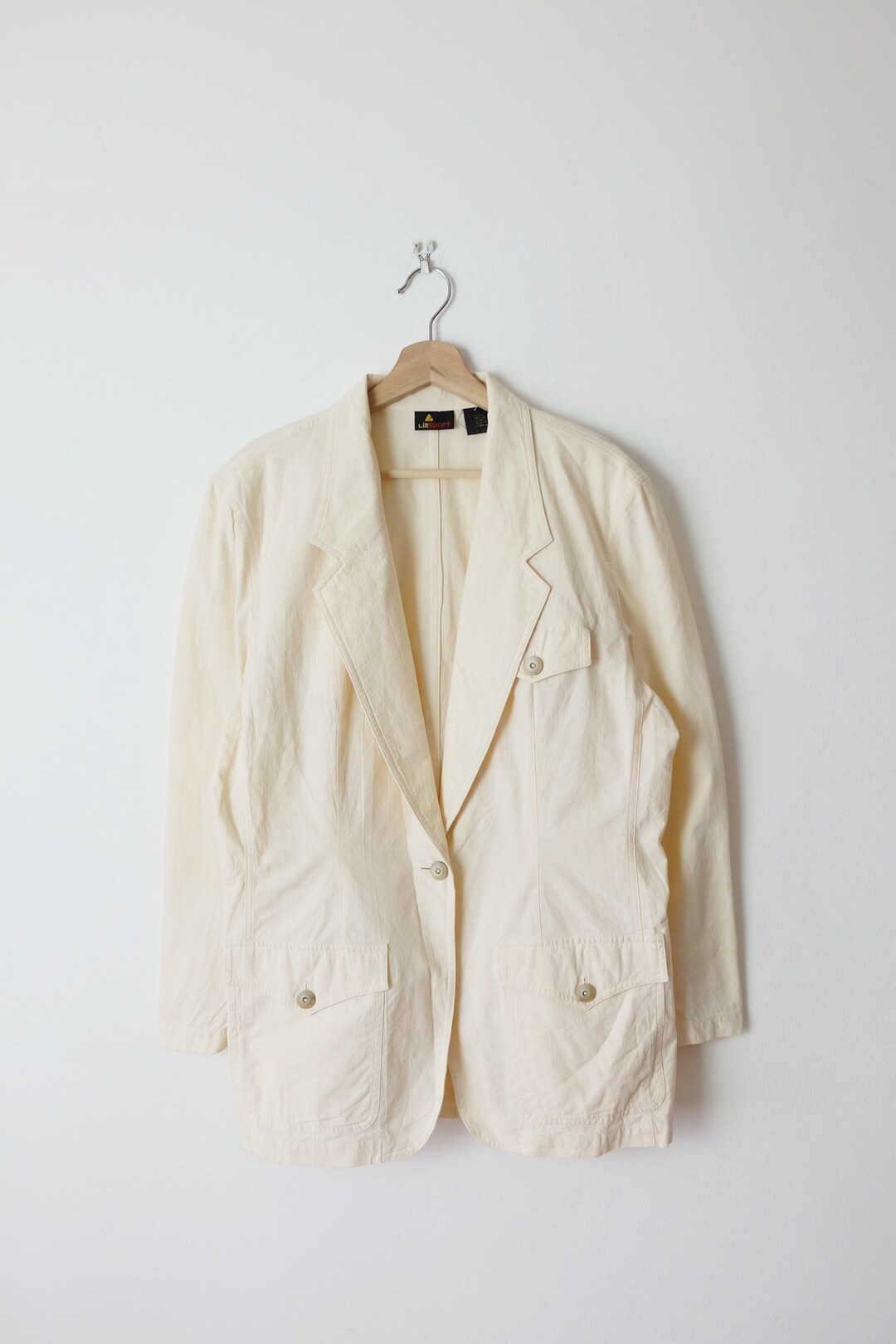 Vintage Ivory/ecru Women's Cotton Blazer Jacket/minimal Jacket Etsy