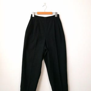 Solid Black Tailored Slim Fit Breathable Slacks Flat Front