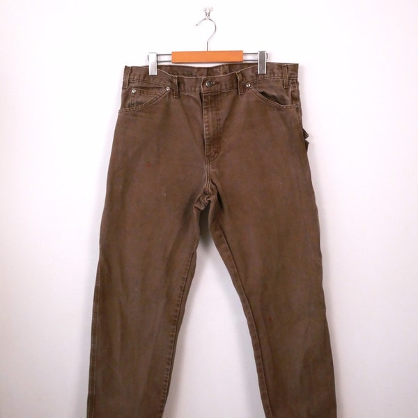 Vintage Dickies Canvas Workwear Carpenter Pants/Work Pants/Brown/W35