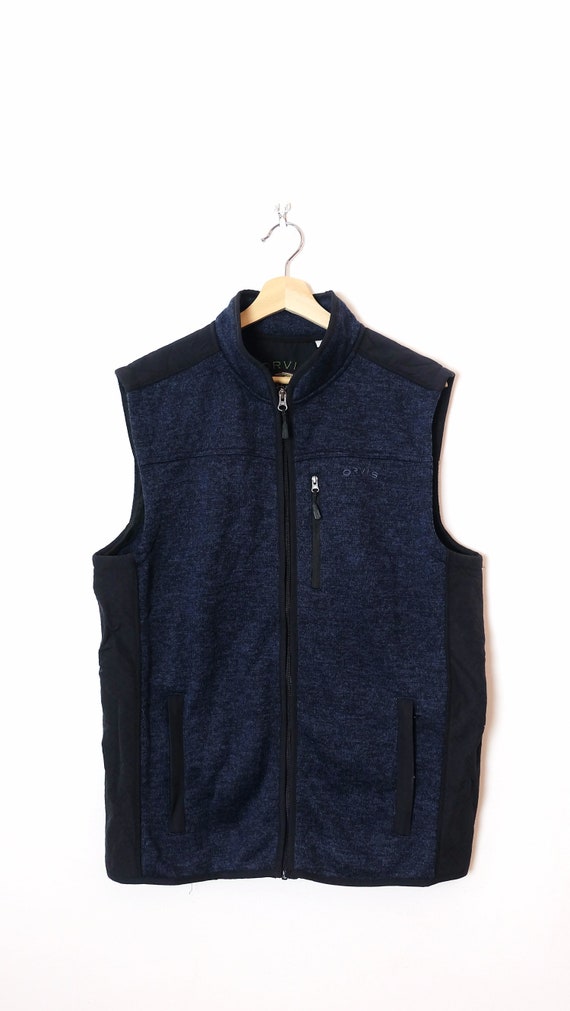 Trim Sweater Fleece Vest/zip 