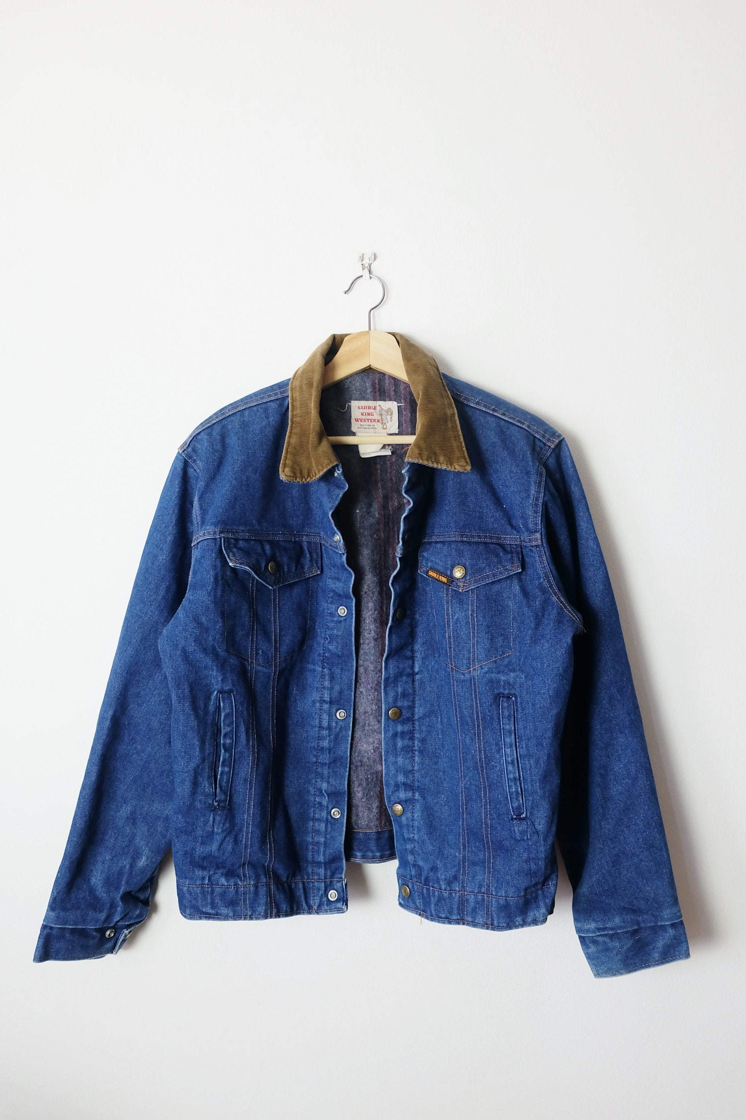 Reservedvintage Saddle King Western Blanket Lined Denim Trucker