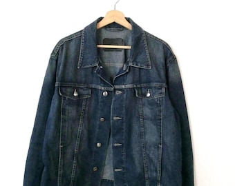 Vtg 80s Levi's 71411 0816 Blue Denim Buffalo Plaid Flannel Lined