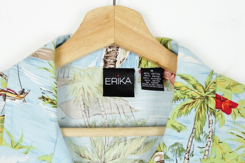 ON SALE Women/'s Light Blue Hawaiian shirt Blouse from 90/'s