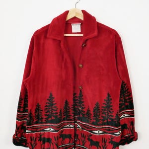 Chaqueta polar extragrande de alce rojo para mujer de Robert Kitchen Canadá, años 90 imagen 3