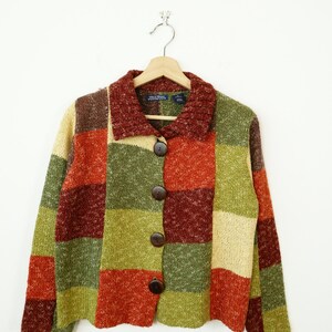 Vintage 90s Wind River Women's Patchwork Knit Cardigan Sweater - Etsy