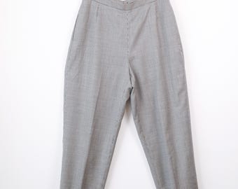 vintage Pantalon pied-de-poule gris en laine Liz Claiborne pour femmes