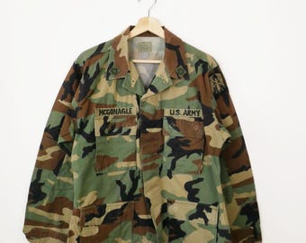 米軍 アメリカン ビンテージ ハンドメイド US MARINE CORPS 軍物 迷彩ジャケット 90年代 アーミーシャツ グリーン ボタンアップ US