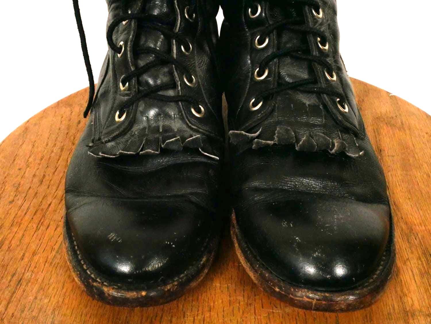 Vintage 90s Justin Black Roper Lace up Boots/made in Usa  display picture 1