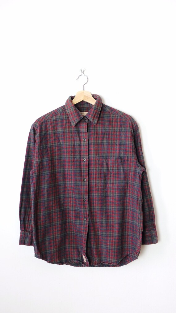 green Plaid Cotton Flannel Shirt - Etsy 