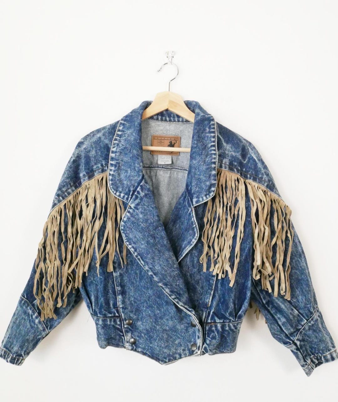 00s Jean-Pierre Braganza レザージャケット Vintage Prezzia Women's 80s Fringe Denim Jacket - Etsy