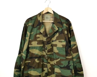 Vintage US Army Combat Bdu Woodland Camo Field Jacket Shirt/Medium Regular