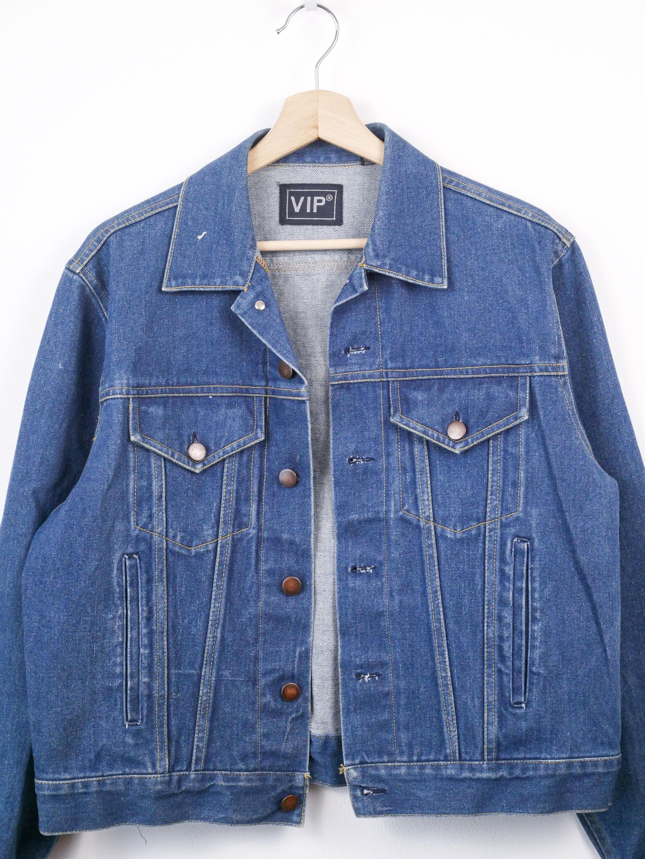 90s Men's Blue Denim Trucker Jacket Classic Vintage - Etsy