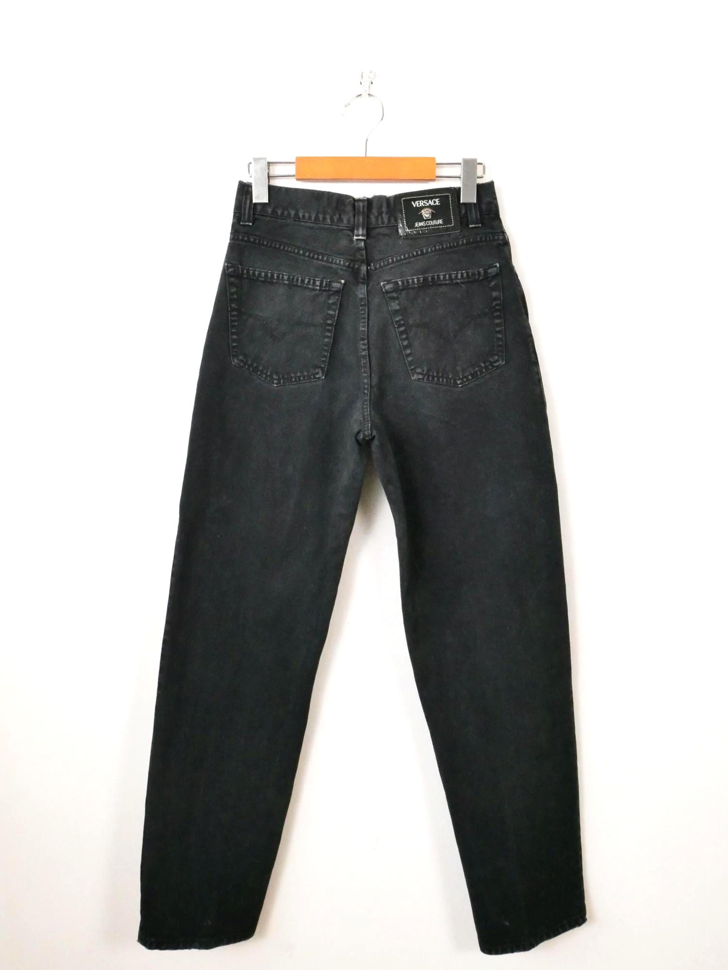 Vintage 1990s Versace Jeans Couture Black High Rise Tapered Jeans