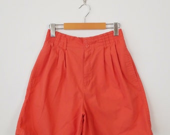 Vintage Fire Orange High Waisted  Pleated Shorts/W24-30