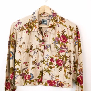 Vintage Floral Pattern Linen blends Button up Jacket/Women's Floral Jacket zdjęcie 2