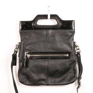 Coach Leather Tote Bag Black Patent Handle Shoulder Bag