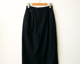 vintage 90's Ralph Lauren Dark Blue/Navy Blue Wool Pencil Skirt/Minimal Skirt/W25/Made in USA