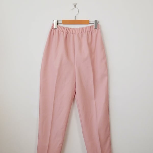 Vintage Flamingo Pink  Elastic Waist Tapered Pants/Relaxed Pants/W23-34