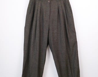 ¡Vintage años 80! ¡Juntas! Pantalones de mujer de mezcla de lana verde oscuro