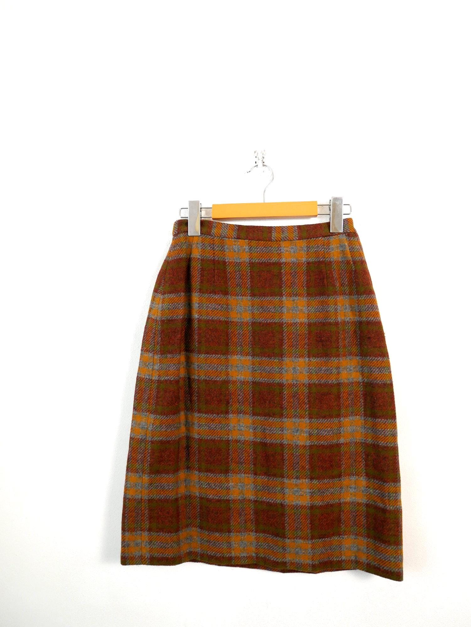 Jupe Plissée Tartan Pendleton En 100% Laine - Taille 6P (petite) - Carreaux Vert Argyle - Occasion TB