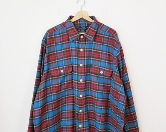 Chemise Flanelle St John's Bay Homme XXL Rouge Blanc Bleu Carreaux