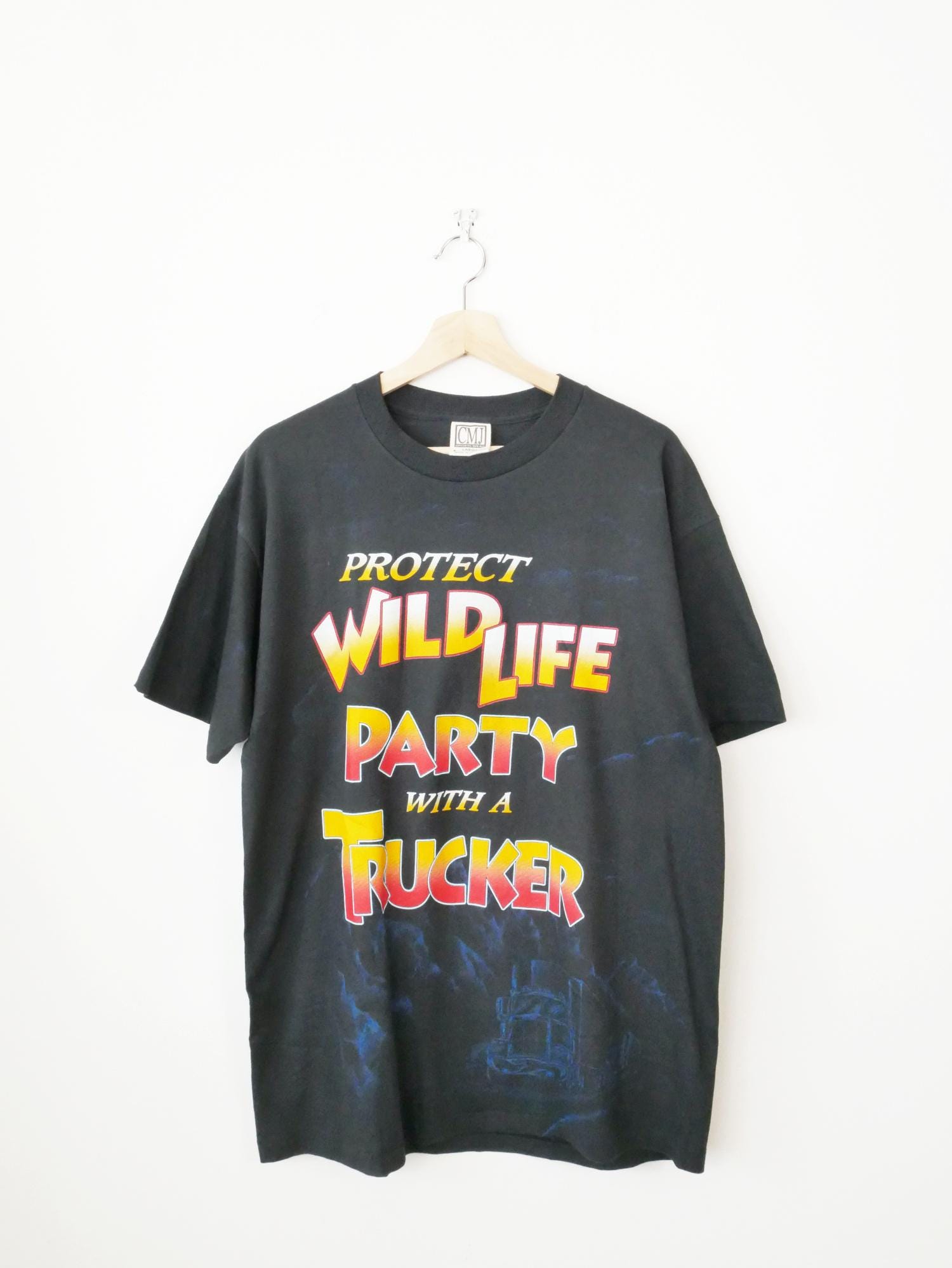 Vintage 90s CMJ Men's Black Graphic Trucker T-shirt - Etsy