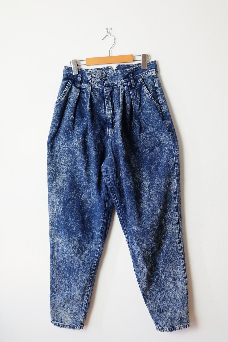 Vintage High Waist Acid Wash tapered Denim PantsJeans from 1980/'sW28