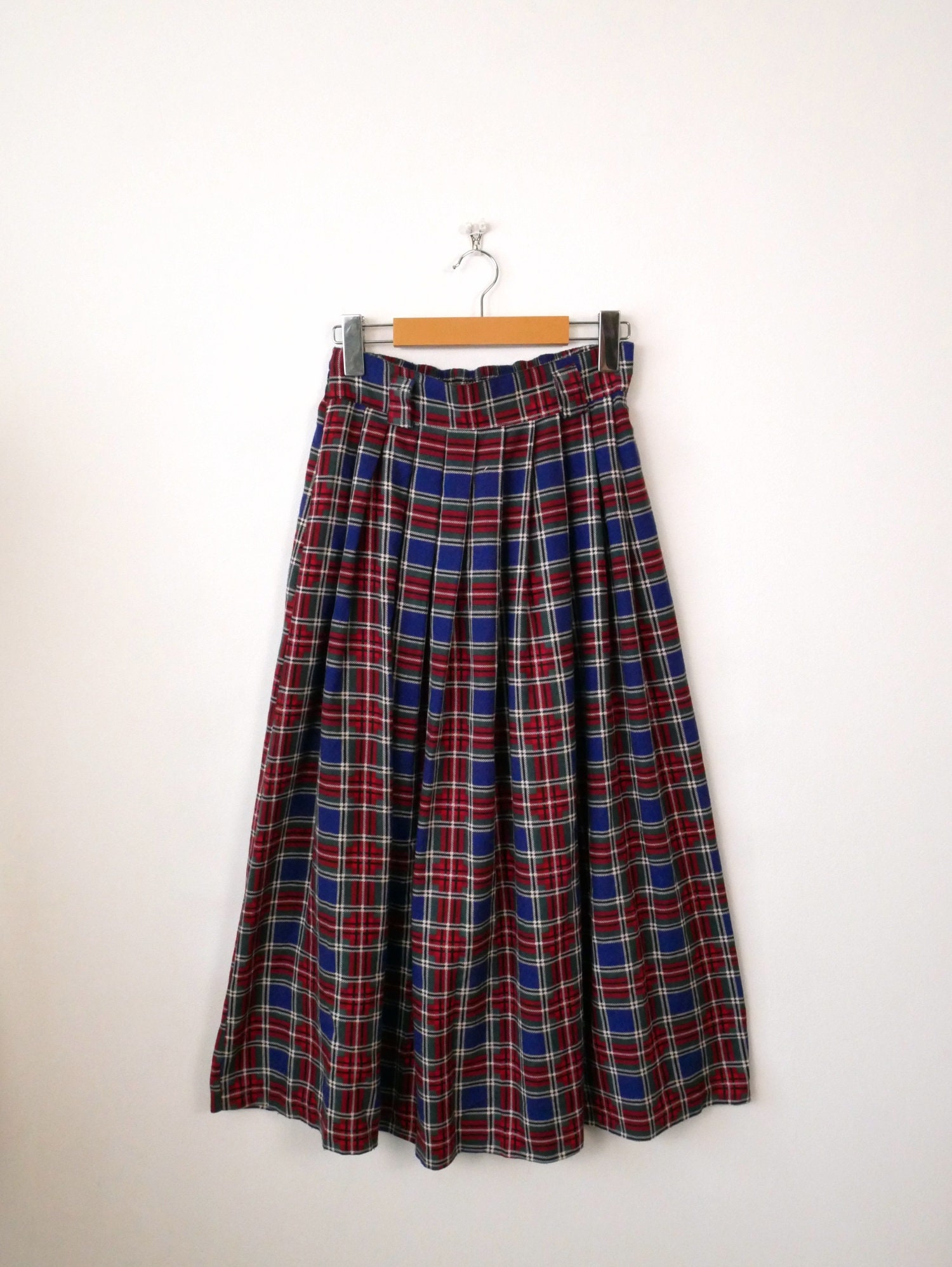 Vintage Inspired A-line Plaid Pleated Linen Dress 3479 Vintage Inspired A-line Plaid Pleated Linen Dress 3479