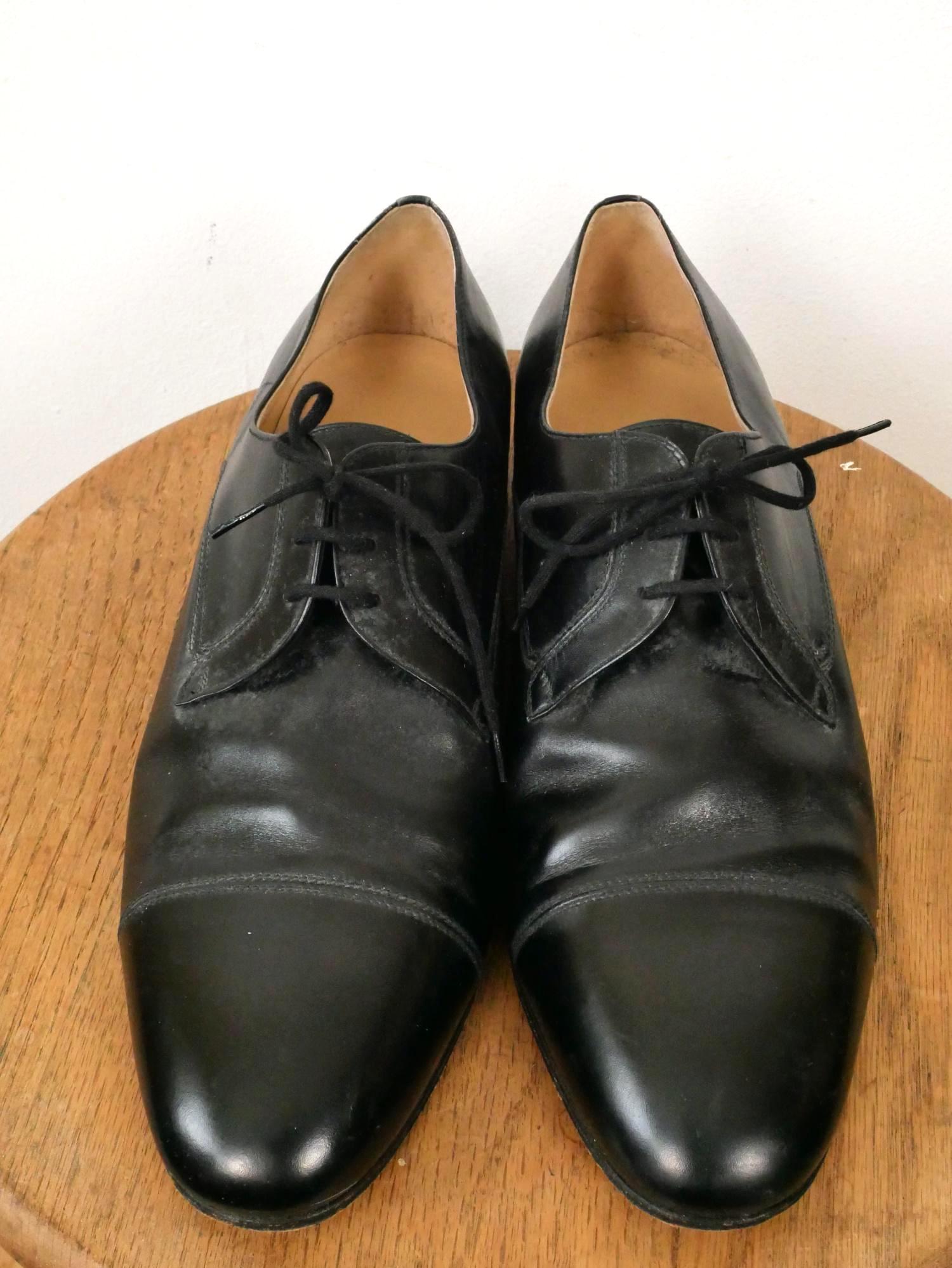 Tanino Crisci Black Leather Cap Toe Dress Shoes/made in Italy/8.5d