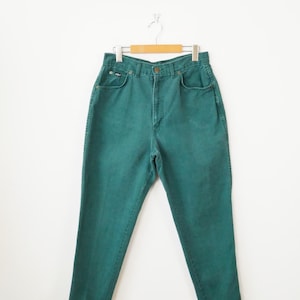 Vintage Chic Piniengrün Hohe Taille Tapered Jeans/Mom&#39;s Jeans/W29