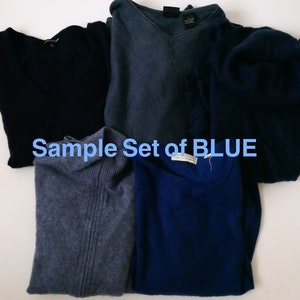 Lot of 5 Cashmere Sweaters for Craft Cutter/Upcycled Sweaters/DIY/Black/Mix/Green/Blue image 6