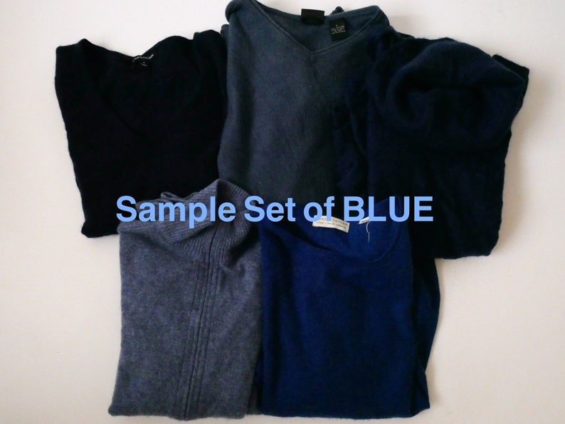 Lot of 5 Cashmere Sweaters for Craft Cutter/Upcycled Sweaters/DIY/Black/Mix/Green/Blue image 6