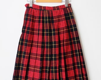haek check pleated skirt【red】 Red Tartan Check Gothic Punk Emo Rockabilly Mini Pleated