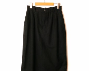 Vintage Abercrombie & Fitch Black Wool Midi Skirt/Minimal Skirt/W26