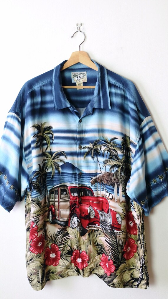 Vintage Big Dogs Hawaiian Shirt blue size Men s 3XL Etsy