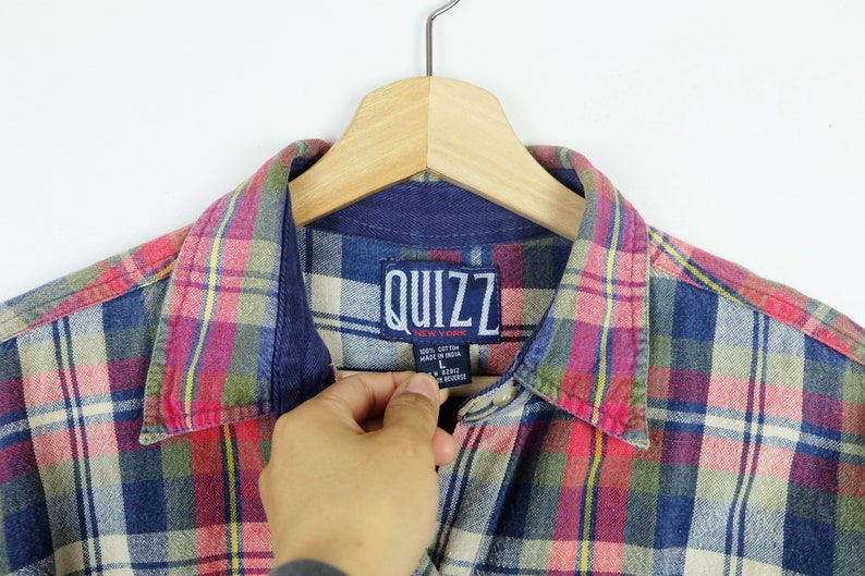 ON SALE Vintage Red tartan PlaidChecked Long sleeve Cotton Blouse from 80/'s