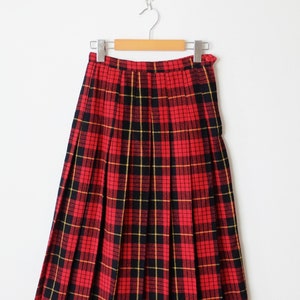 Vintage Red/Black Tartan Plaid/check Pleated Flare Skirt/W23