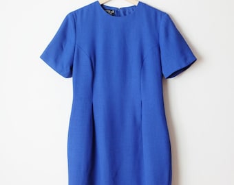 Minivestido minimalista azul zafiro vintage para mujer