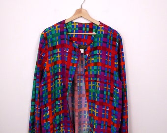 Vintage Abstract Slouchy Cardigan/Women's Lightweight Jacket