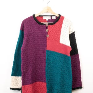 Vintage Highgate Color Block Ramie Cotton Knit Sweater