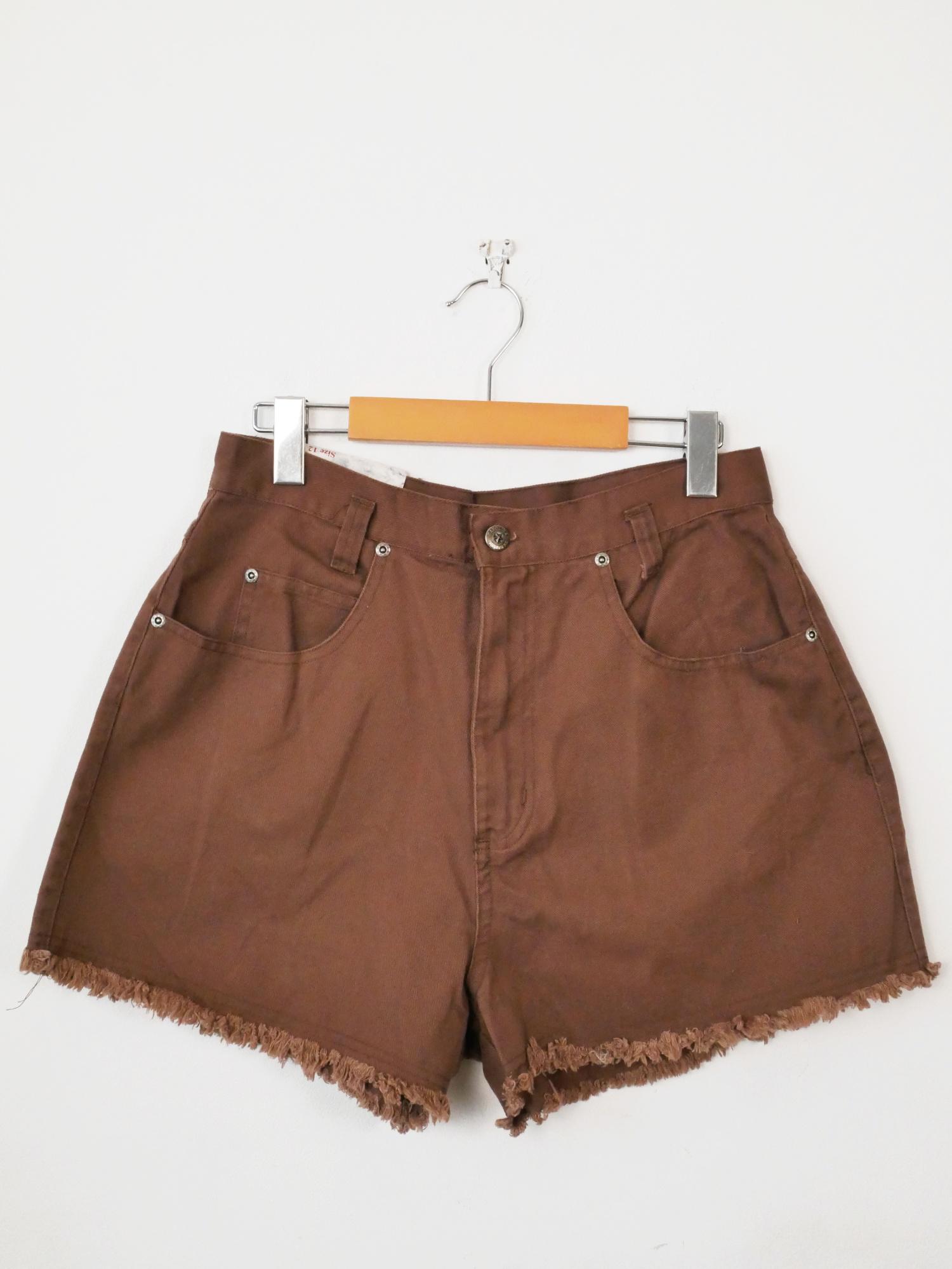 Unworn-vintage 90s Brown High Waisted Cut off Jean Shorts