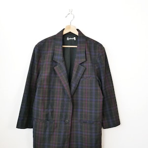 Vintage 80s Women&#39;s Plaid Tailored Jacket/Boxy Blazer