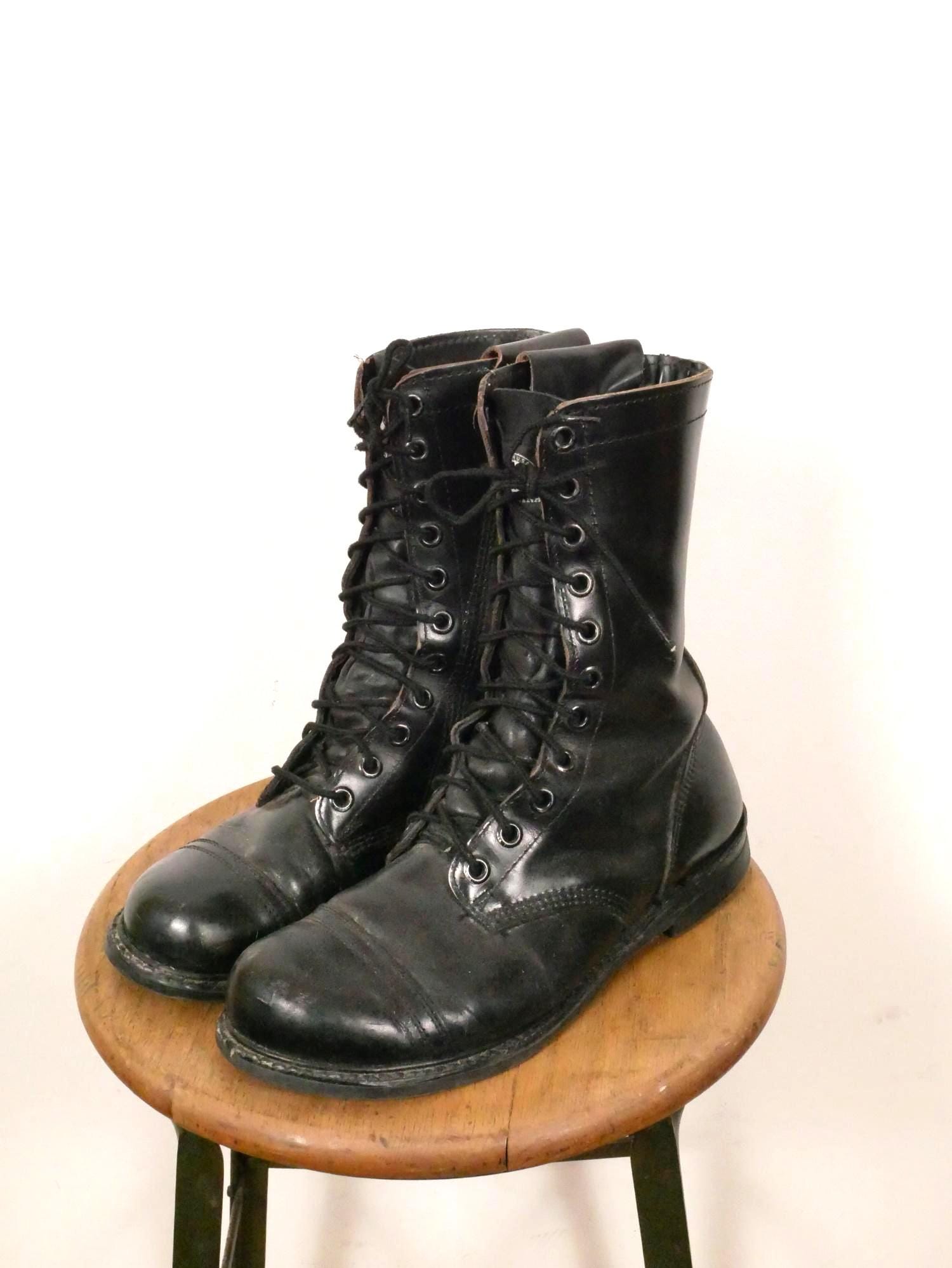 Vintage Carolina Black Leather Work Boots - Men
