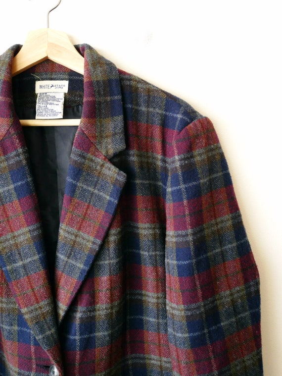 Vintage Women's Burgundy/Navy Blue Tartan Check B… - image 4