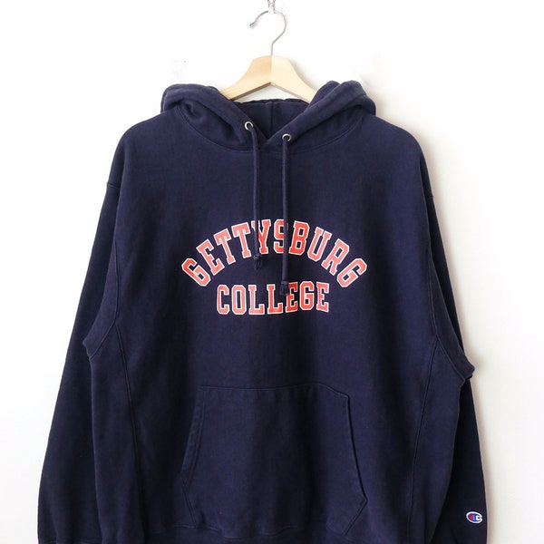 Women's Champion reverse weave Hooded Sweatshirt/Hoodie/Navy Blue/Gettysburg College