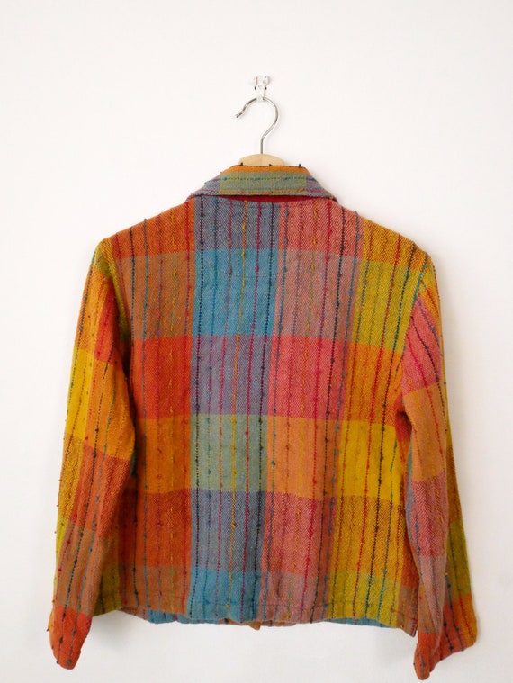 Women's Multicolor Checkered Button down Cotton J… - image 5