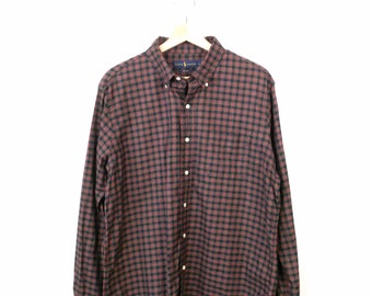 Ralph Lauren Red/Black Check Long Sleeve Cotton Shirt/Unisex