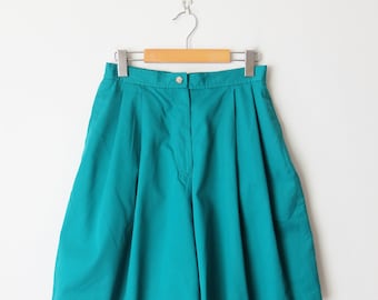 vintage Teal Green Short plissé taille haute des années 90/W27-28