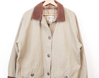 Vintage St John's Bay Outdoor Coat M 90s Beige Zip Snap - Etsy
