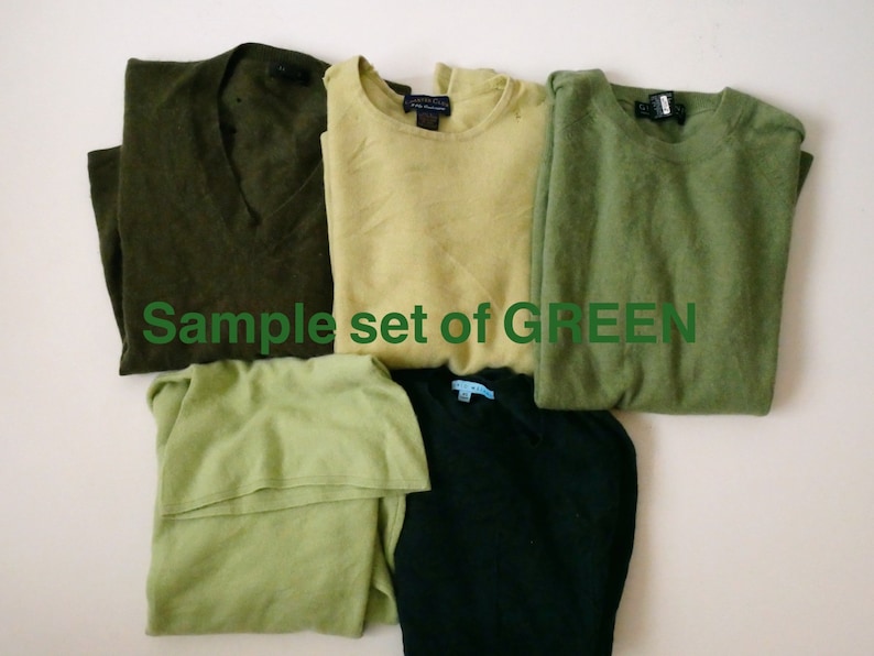 Lot of 5 Cashmere Sweaters for Craft Cutter/Upcycled Sweaters/DIY/Black/Mix/Green/Blue image 5